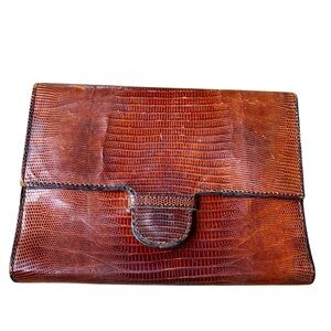 Vintage Jean Krieger Genuine Alligator Leather Flap Clutch Purse